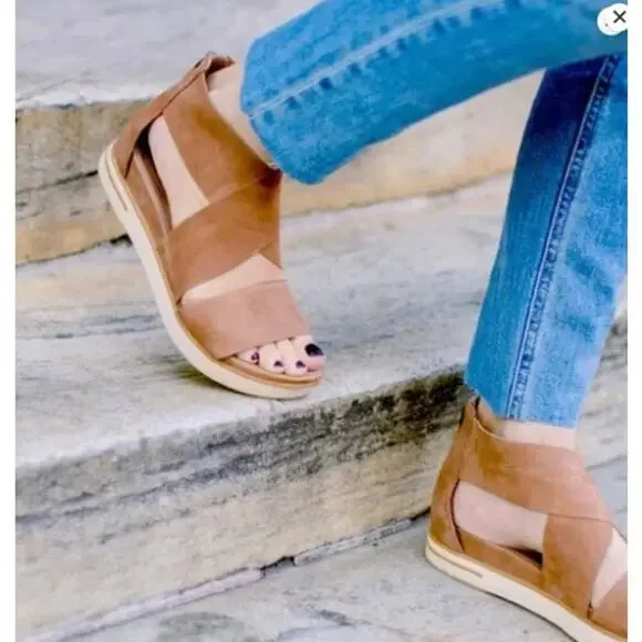 Eileen Fisher Sport Tumbled Leather Sneaker Sandal Brown Size 9 - Picture 2 of 9